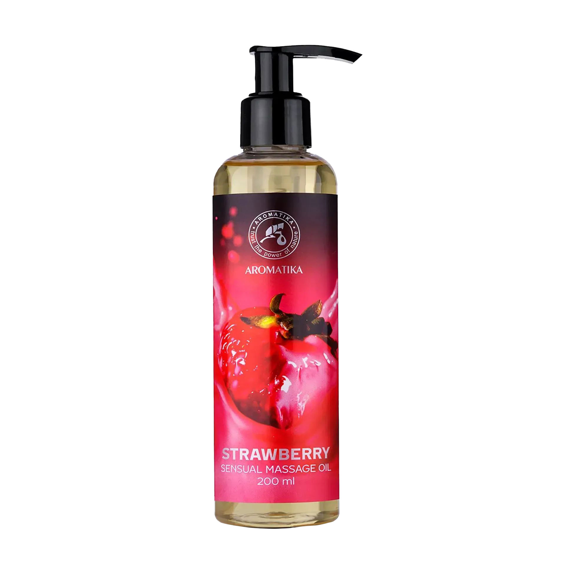 Олія косметична для чуттєвого масажу Ароматика Stawberry Sensual Massage Oil Полуниця, 200 мл